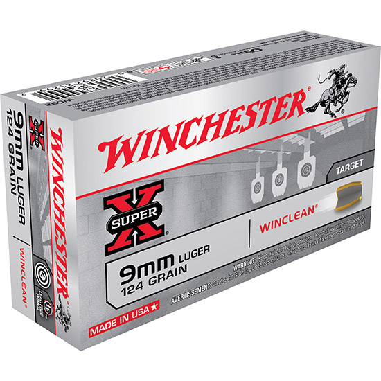 WIN WINCLEAN 9MM 124GR BRASS ENCLOSED 50/10 - Ammunition